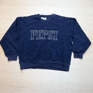 Vintage Pepsi Sweatshirt Mens XL Blue Pullover Fleece Spell Out Logo Crewneck